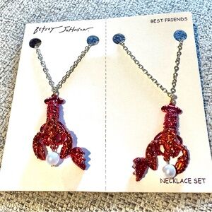 Betsey Johnson Red Lobster Friendship Necklace Set